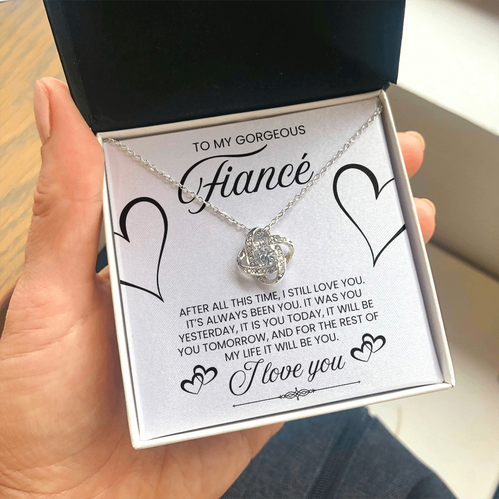 To My Gorgeous Fiance, I Love You - Love Knot Necklace