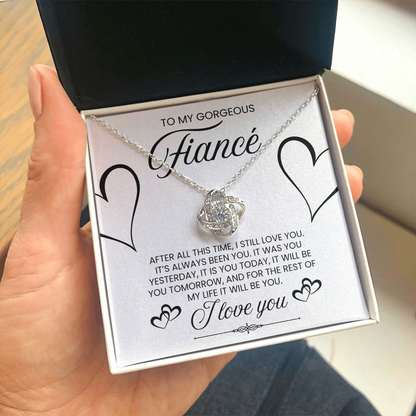 To My Gorgeous Fiance, I Love You - Love Knot Necklace