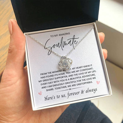 To My Amazing Soulmate, Love Forever & Always - Love Knot Necklace