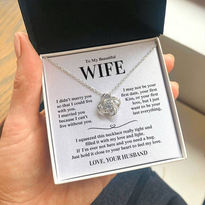 To My Beautiful Wife, From Husband - Love Knot Necklace