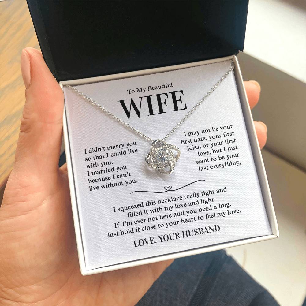 To My Beautiful Wife, From Husband - Love Knot Necklace