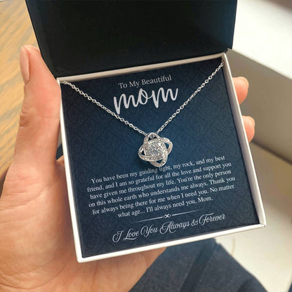 To My Beautiful Mom, I Love You Always & Forever - Love Knot Necklace