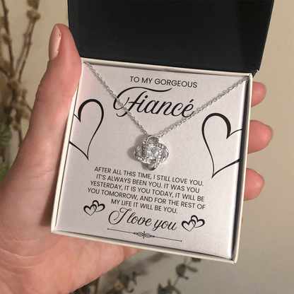 To My Gorgeous Fiance, I Love You - Love Knot Necklace