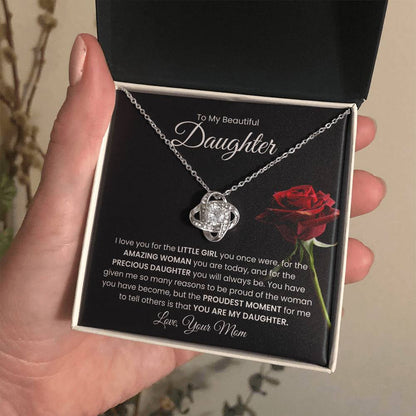 To My Beautiful  Daughter, From Mom - Love Knot Necklace