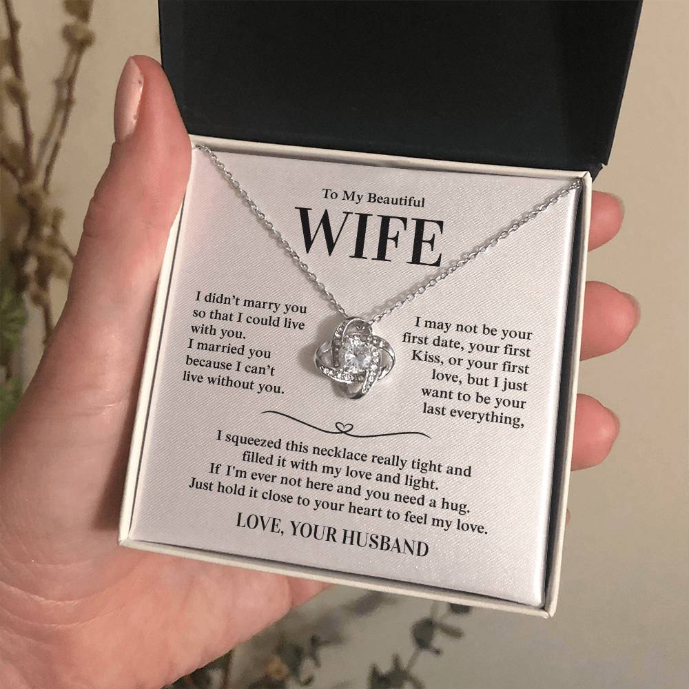 To My Beautiful Wife, From Husband - Love Knot Necklace