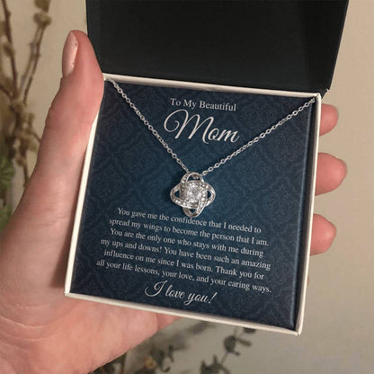 To My Beautiful Mom, I Love You - Love Knot Necklace