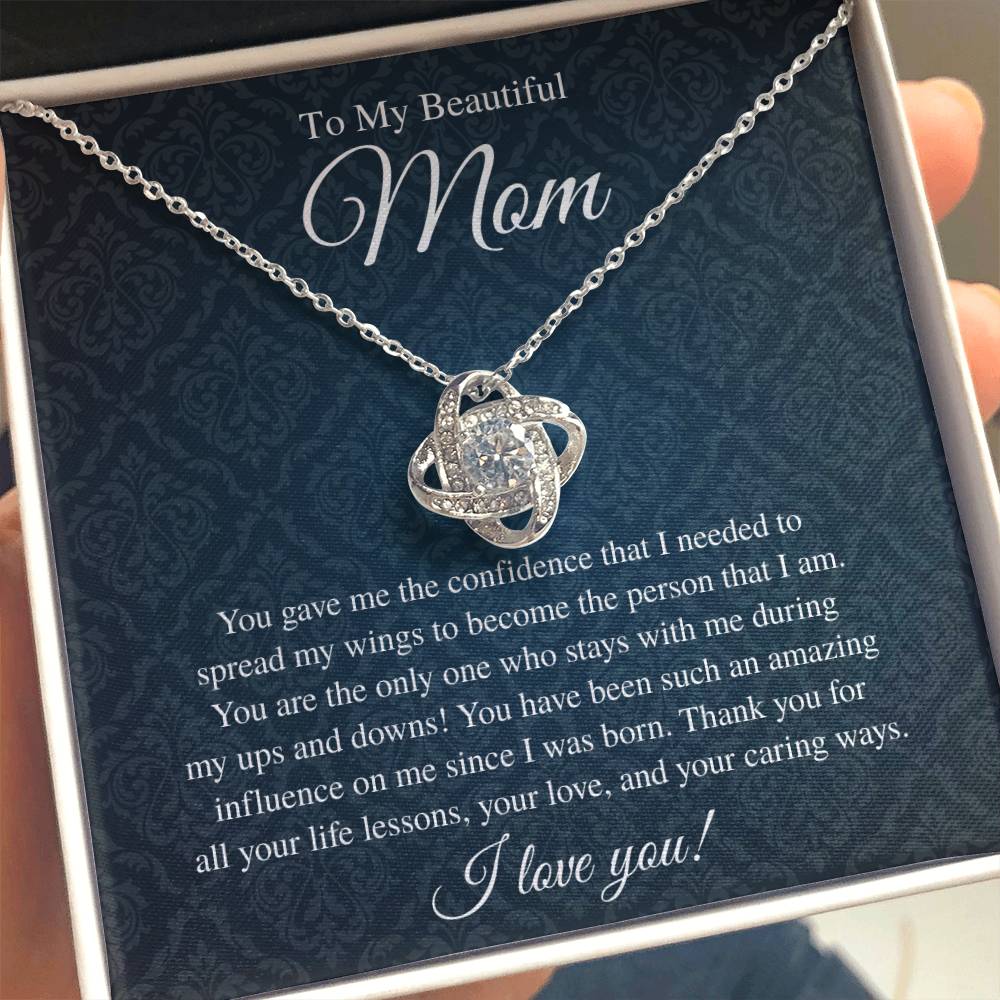 To My Beautiful Mom, I Love You - Love Knot Necklace