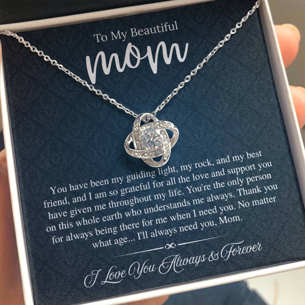 To My Beautiful Mom, I Love You Always & Forever - Love Knot Necklace