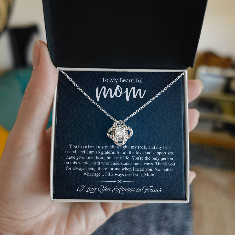 To My Beautiful Mom, I Love You Always & Forever - Love Knot Necklace