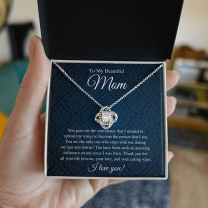 To My Beautiful Mom, I Love You - Love Knot Necklace