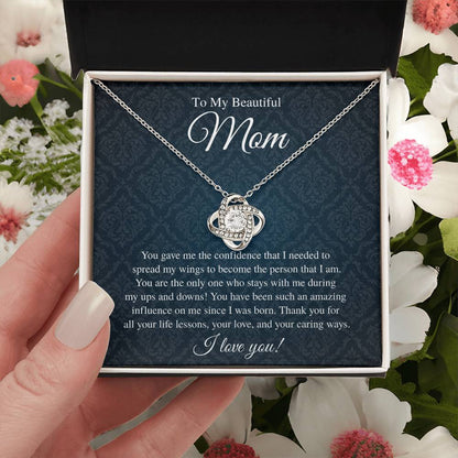 To My Beautiful Mom, I Love You - Love Knot Necklace