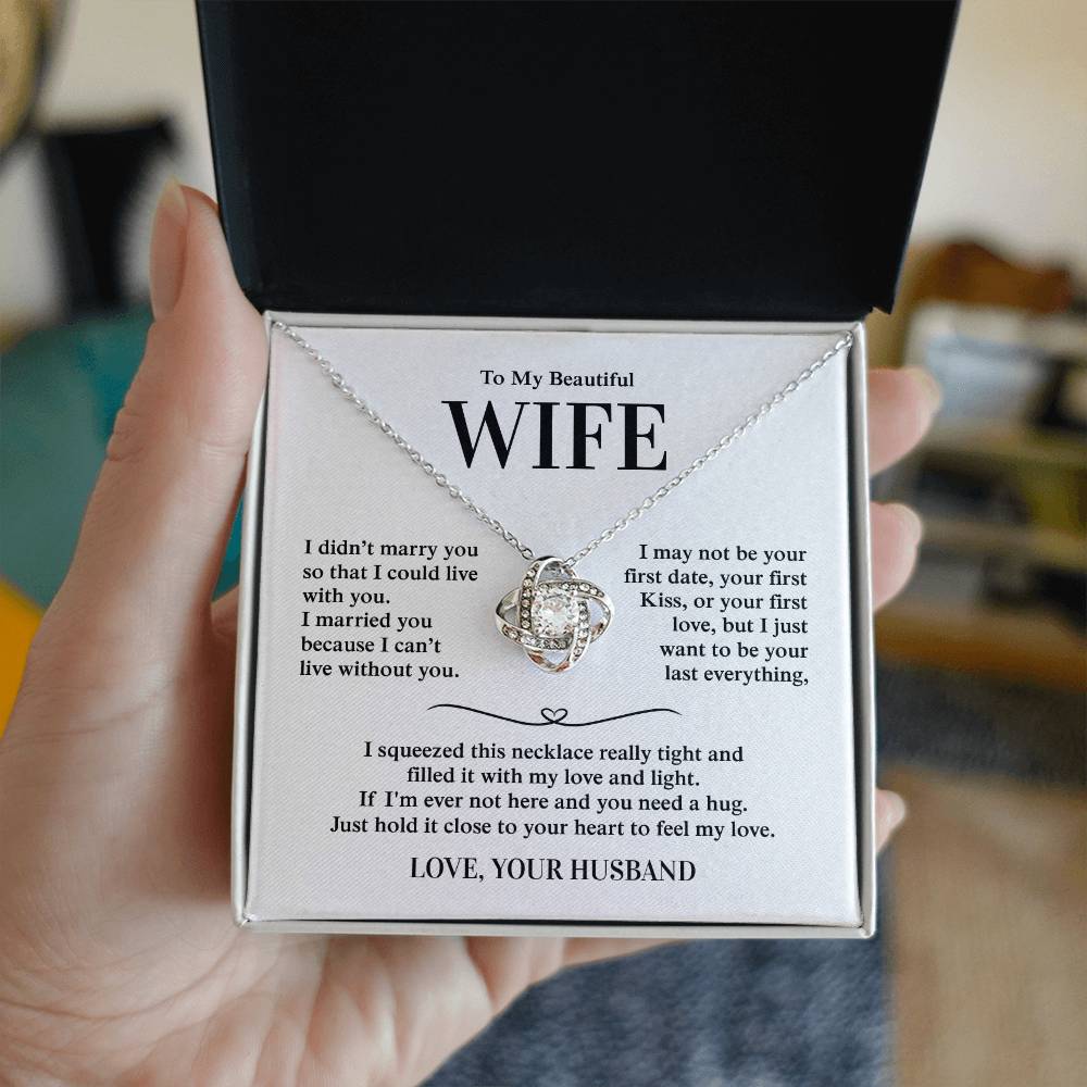 To My Beautiful Wife, From Husband - Love Knot Necklace