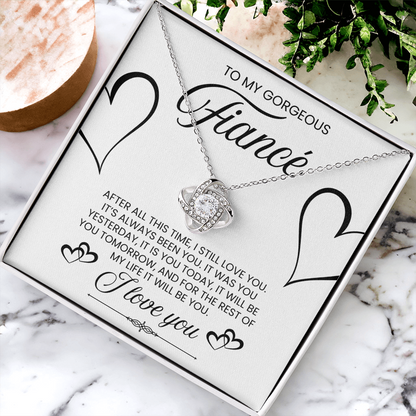 To My Gorgeous Fiance, I Love You - Love Knot Necklace