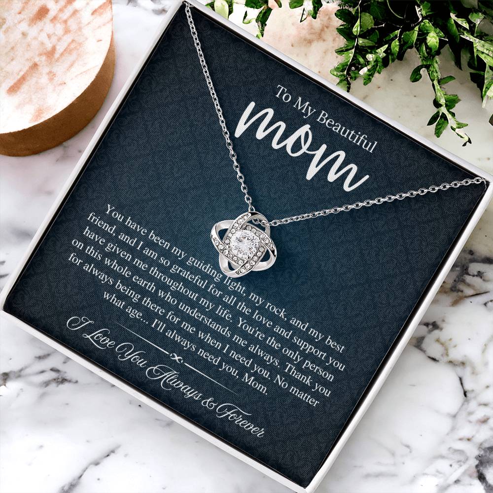 To My Beautiful Mom, I Love You Always & Forever - Love Knot Necklace