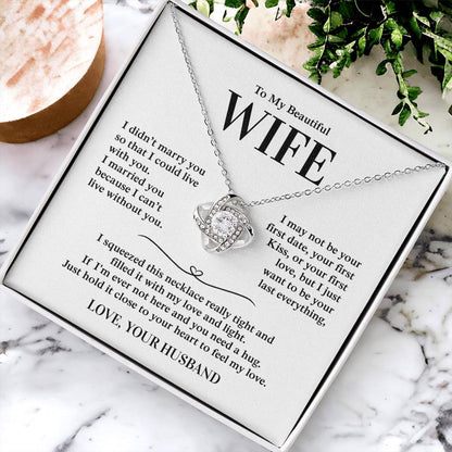 To My Beautiful Wife, From Husband - Love Knot Necklace