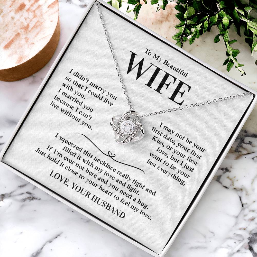 To My Beautiful Wife, From Husband - Love Knot Necklace