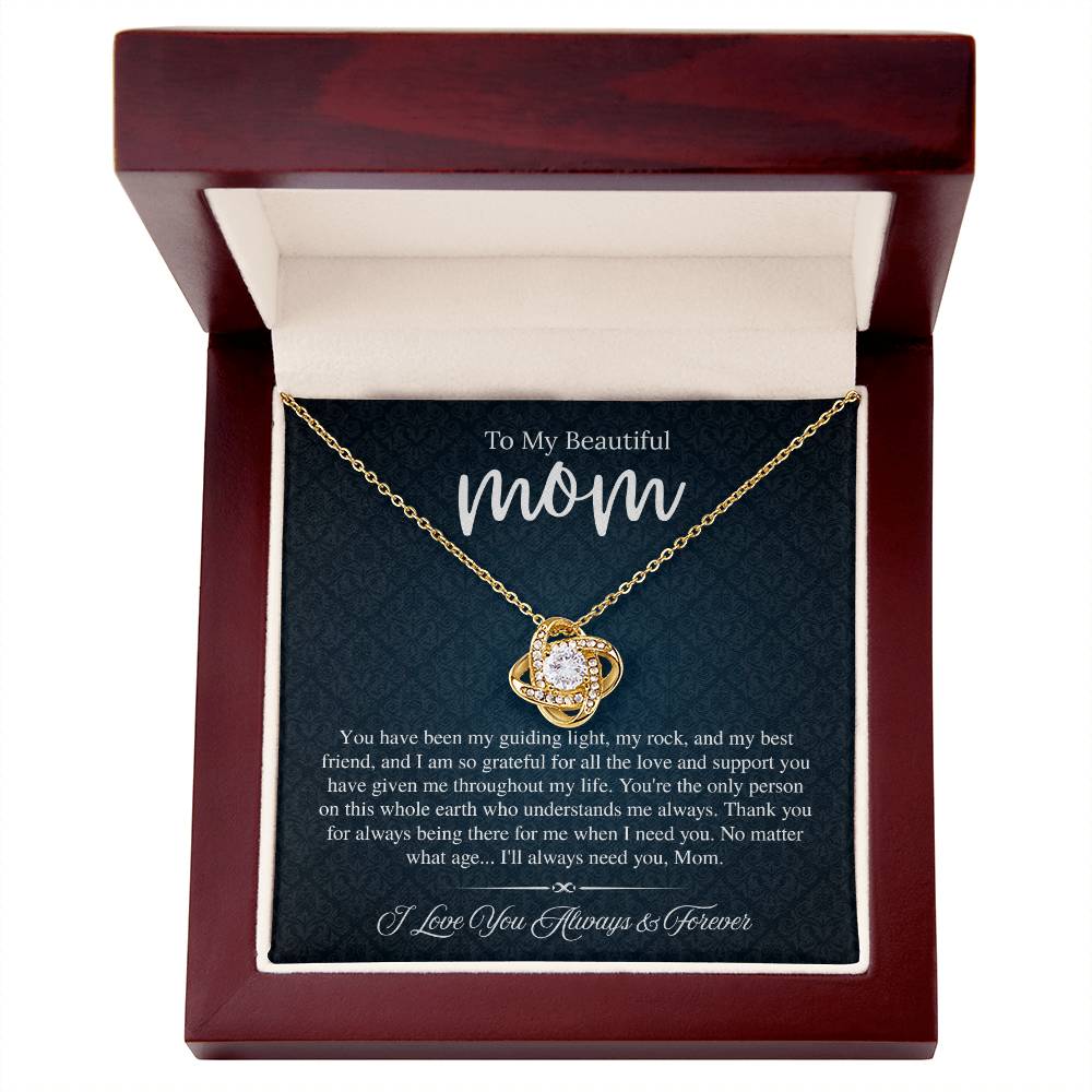 To My Beautiful Mom, I Love You Always & Forever - Love Knot Necklace