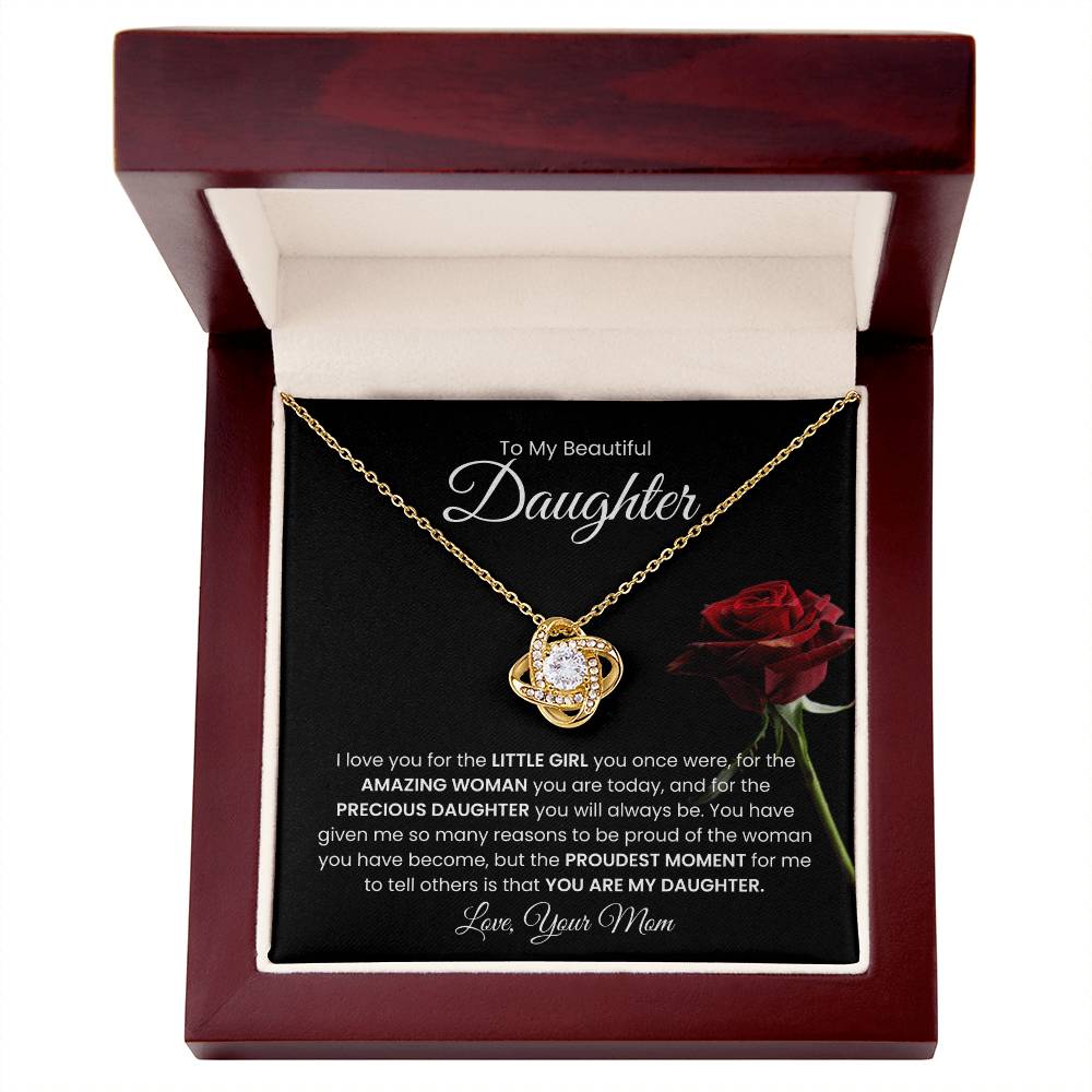 To My Beautiful  Daughter, From Mom - Love Knot Necklace