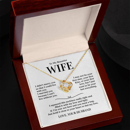 To My Beautiful Wife, From Husband - Love Knot Necklace