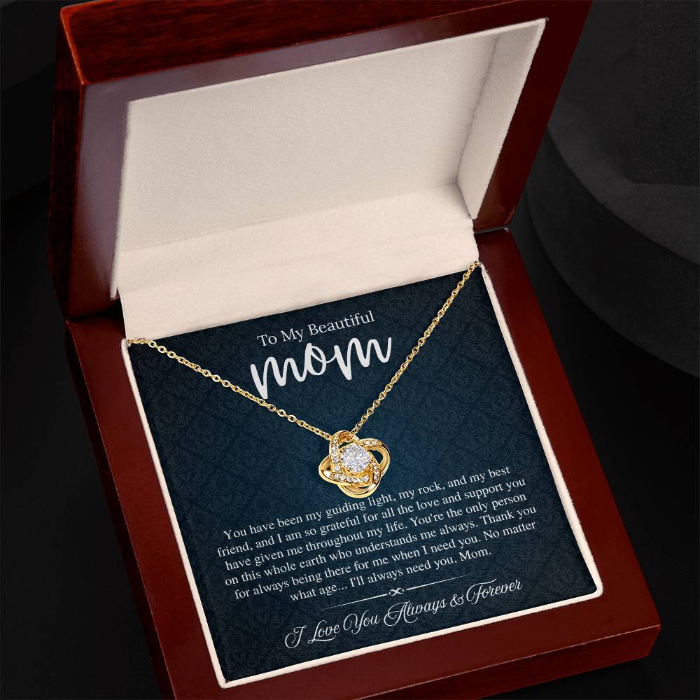 To My Beautiful Mom, I Love You Always & Forever - Love Knot Necklace