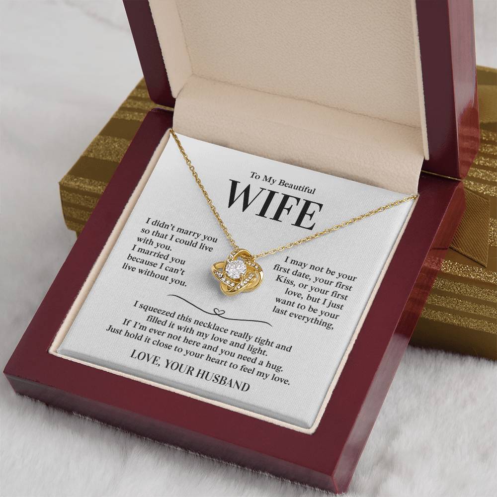 To My Beautiful Wife, From Husband - Love Knot Necklace