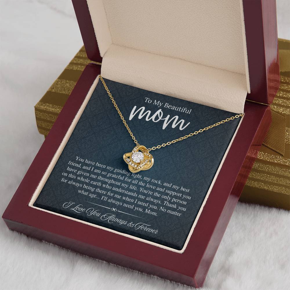 To My Beautiful Mom, I Love You Always & Forever - Love Knot Necklace