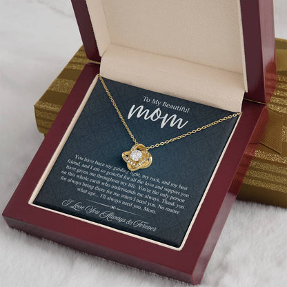 To My Beautiful Mom, I Love You Always & Forever - Love Knot Necklace