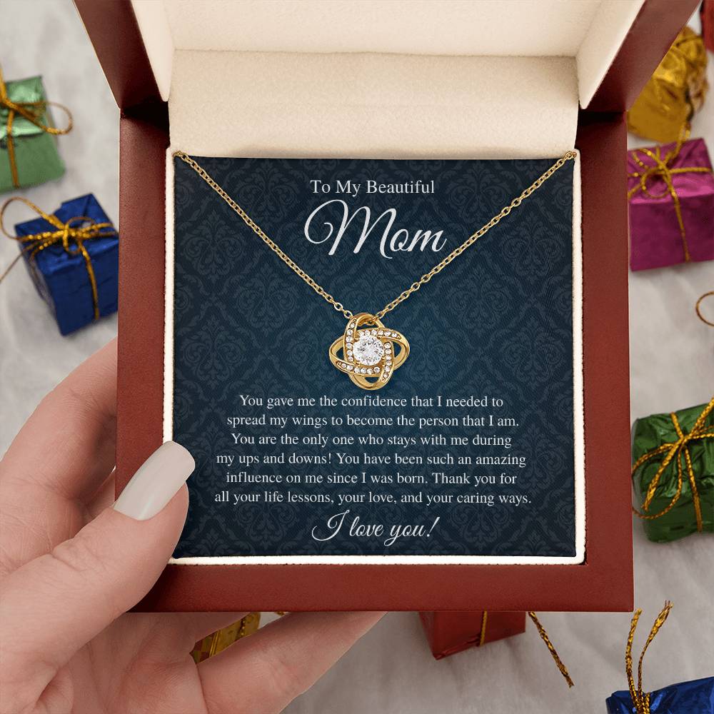 To My Beautiful Mom, I Love You - Love Knot Necklace