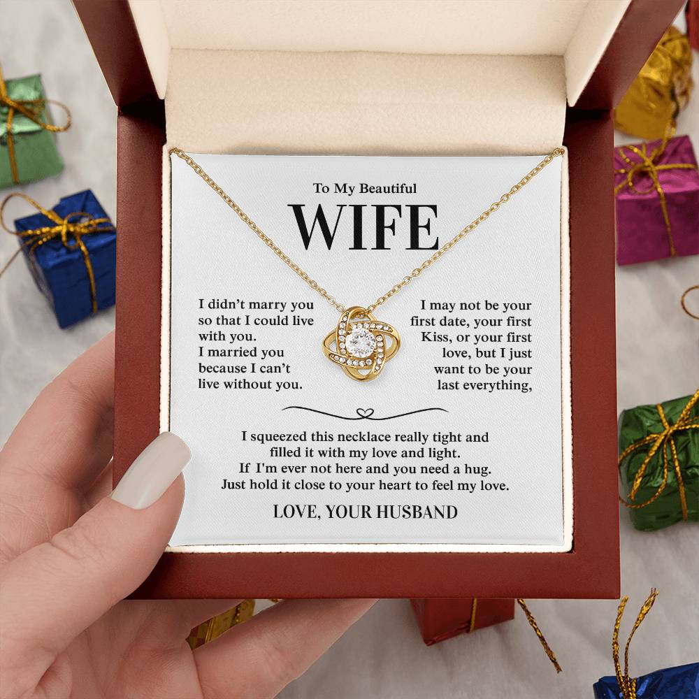 To My Beautiful Wife, From Husband - Love Knot Necklace