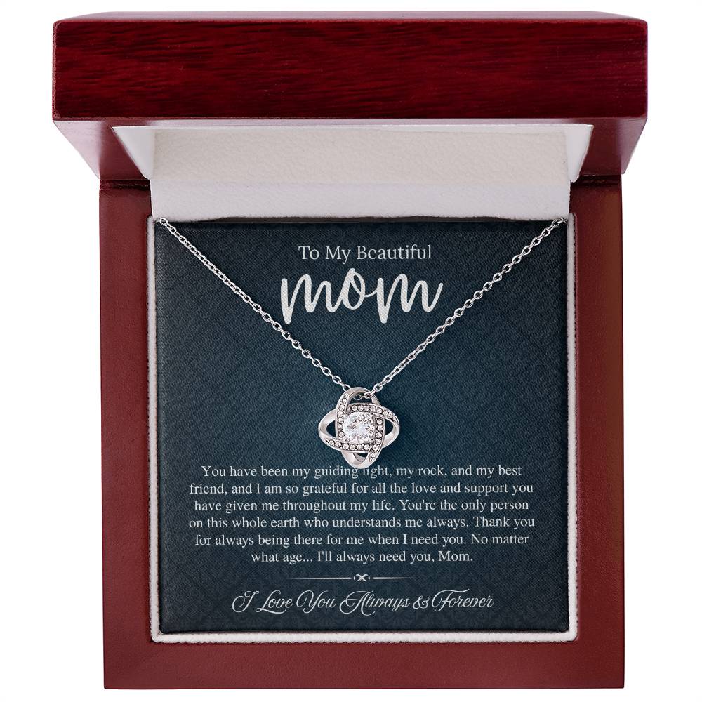 To My Beautiful Mom, I Love You Always & Forever - Love Knot Necklace