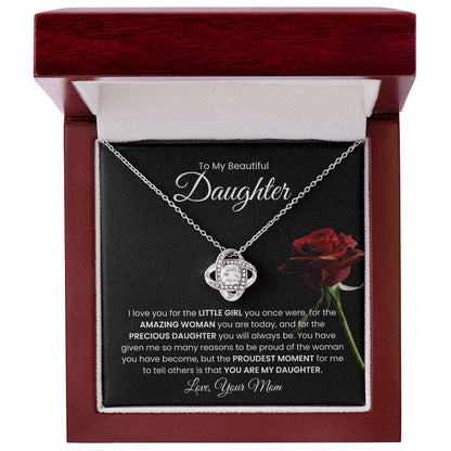 To My Beautiful  Daughter, From Mom - Love Knot Necklace