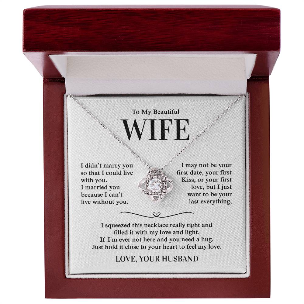 To My Beautiful Wife, From Husband - Love Knot Necklace