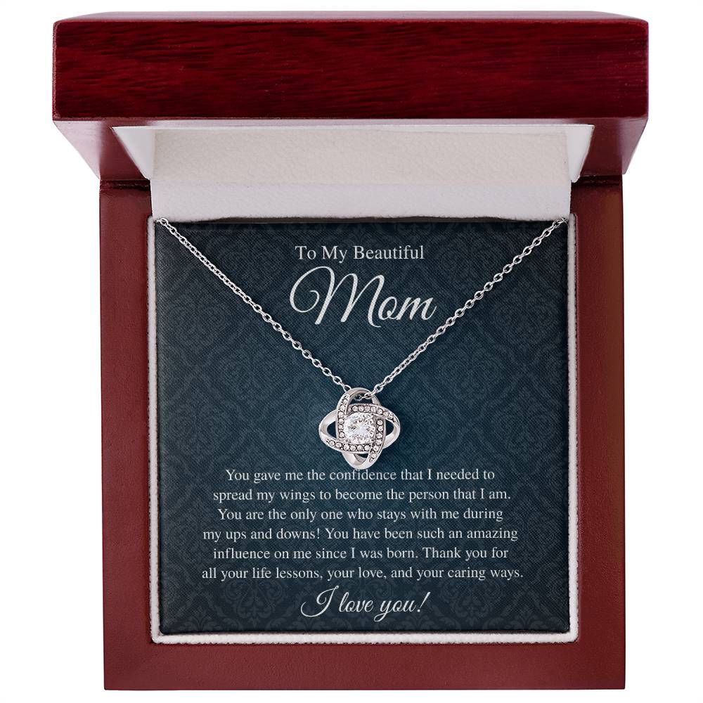 To My Beautiful Mom, I Love You - Love Knot Necklace