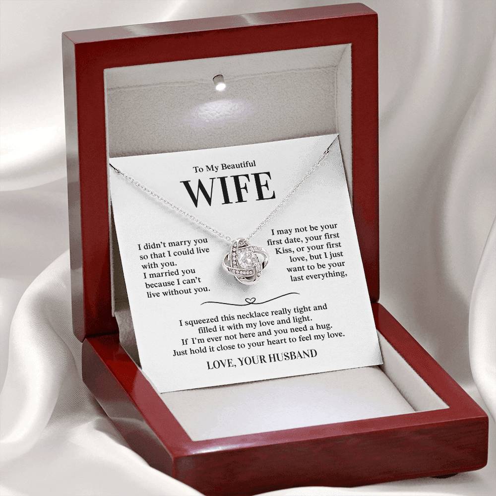 To My Beautiful Wife, From Husband - Love Knot Necklace