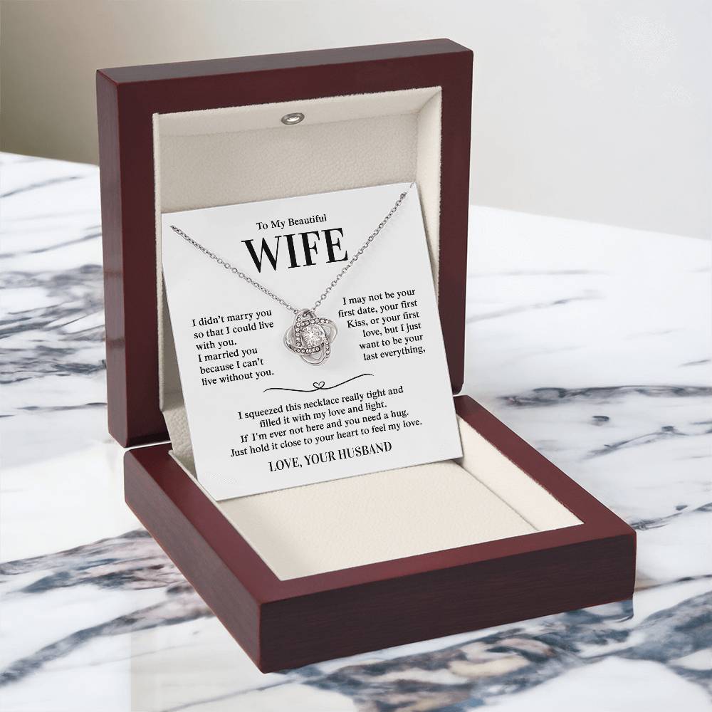 To My Beautiful Wife, From Husband - Love Knot Necklace
