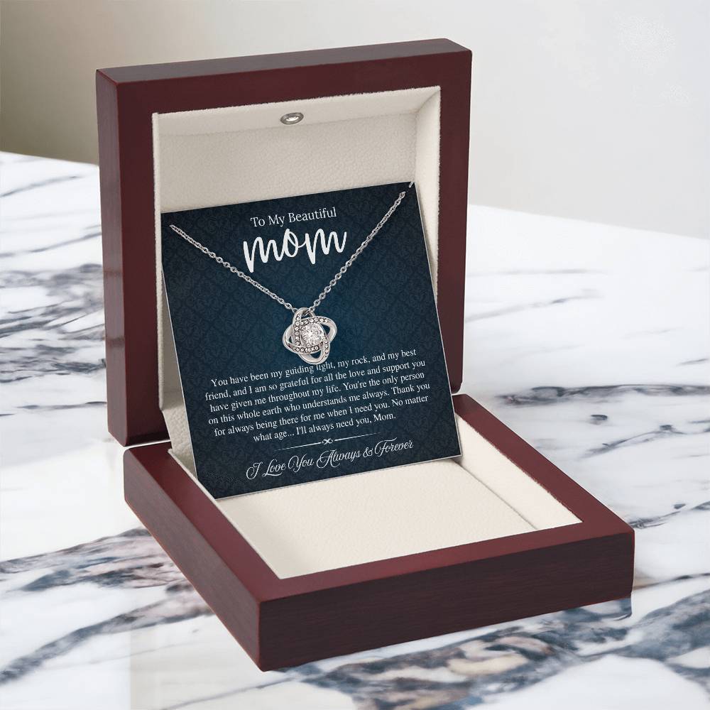 To My Beautiful Mom, I Love You Always & Forever - Love Knot Necklace