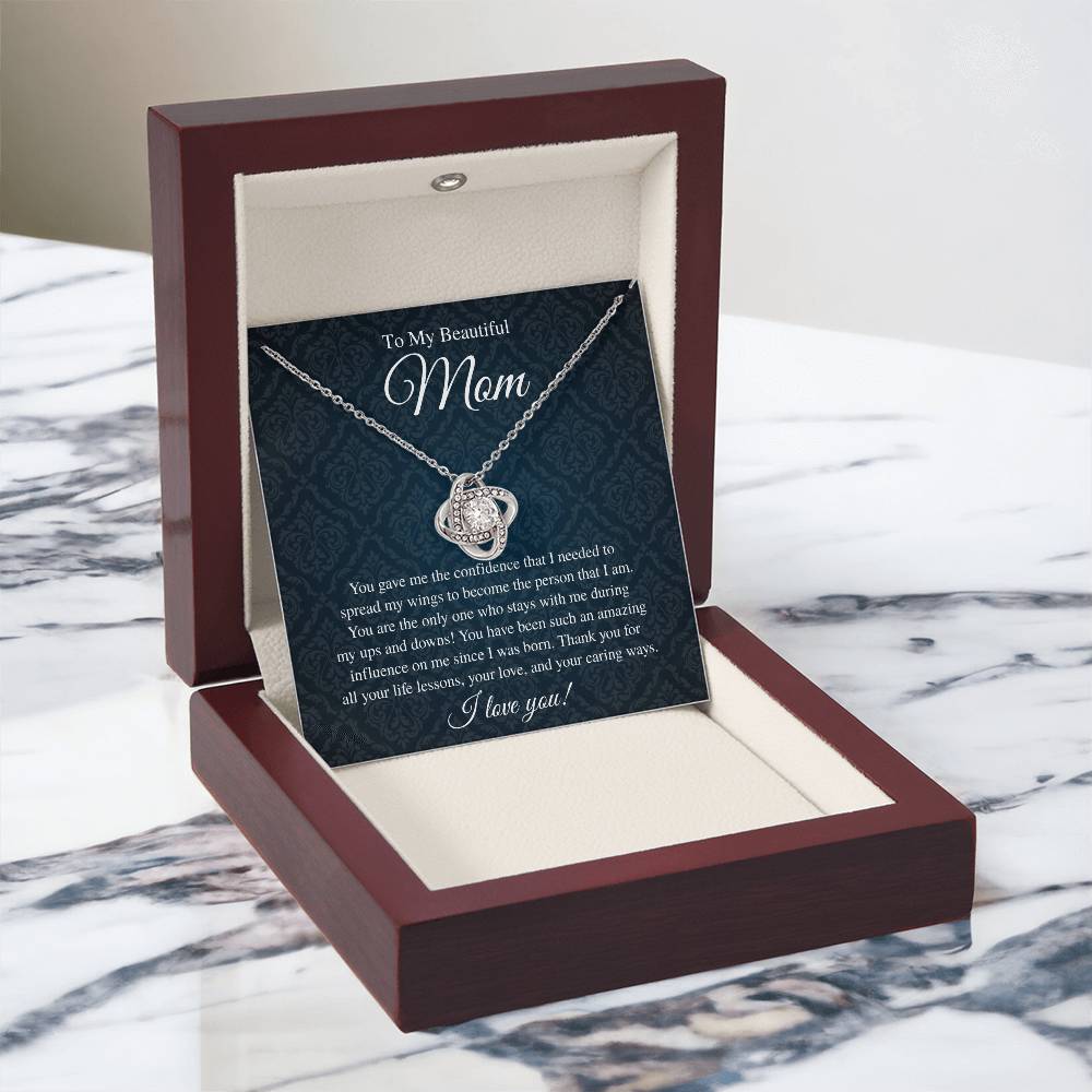 To My Beautiful Mom, I Love You - Love Knot Necklace