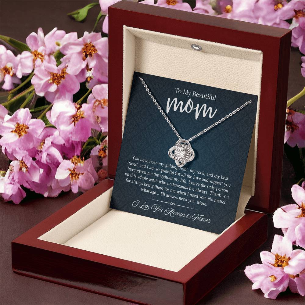 To My Beautiful Mom, I Love You Always & Forever - Love Knot Necklace