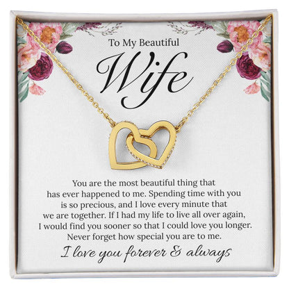 To My Beautiful Wife, I Love You - Interlocking Heart Necklace