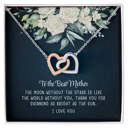 To My Best Mother, I Love You - Interlocking Heart Necklace
