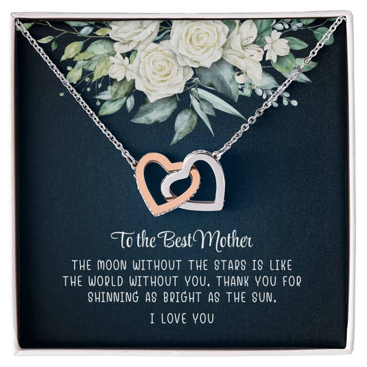 To My Best Mother, I Love You - Interlocking Heart Necklace