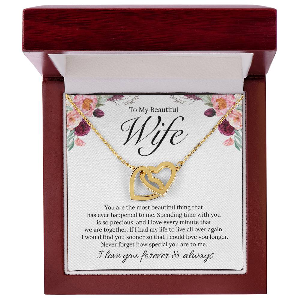 To My Beautiful Wife, I Love You - Interlocking Heart Necklace