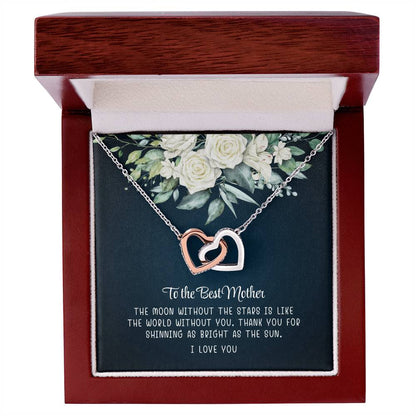 To My Best Mother, I Love You - Interlocking Heart Necklace