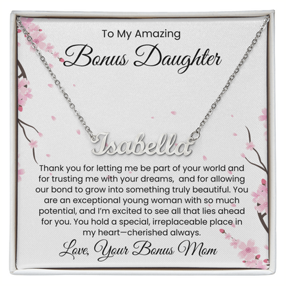 To My Bonus Daughter, From Bonus Mom - Name Necklace