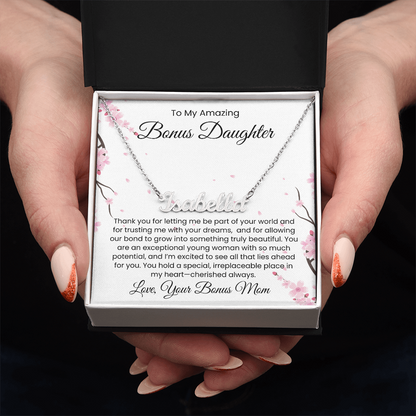 To My Bonus Daughter, From Bonus Mom - Name Necklace
