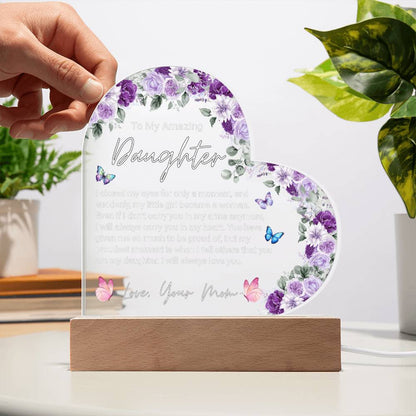 To My Amazing Daughter, From Mom - Acrylic Heart Plaque