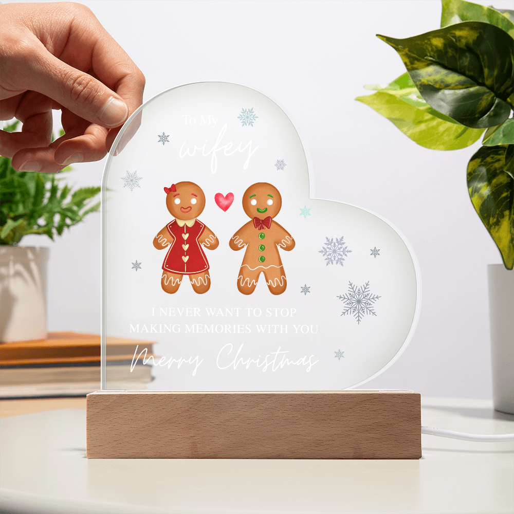 To My Wifey, Merry Christmas - Acrylic Heart Plaque