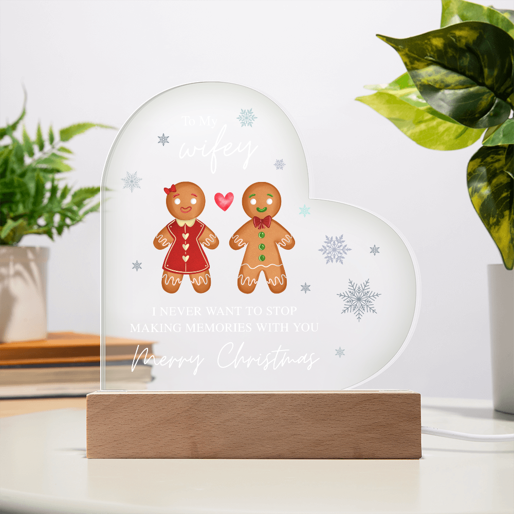 To My Wifey, Merry Christmas - Acrylic Heart Plaque