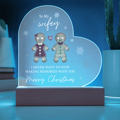 To My Wifey, Merry Christmas - Acrylic Heart Plaque