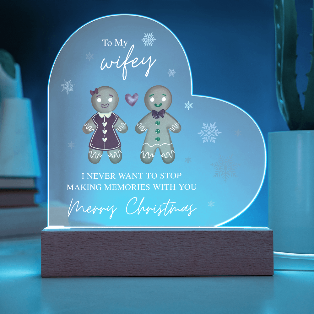 To My Wifey, Merry Christmas - Acrylic Heart Plaque